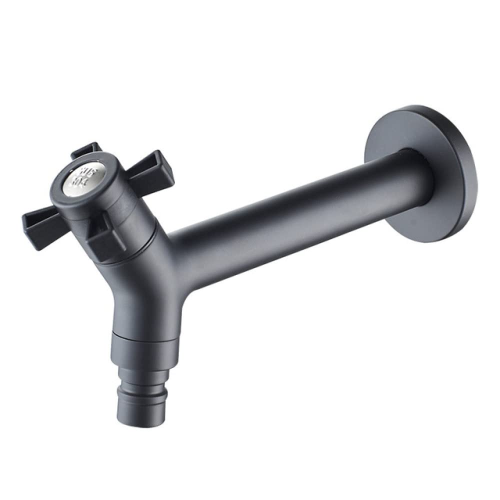 Rubinetti Neri In Acciaio Inossidabile Allunga Rubinetto Da Giardino Esterno Rubinetto Per Lavatrice Ad Angolo Per Bagno A Parete, 3961