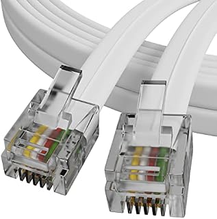 ConnectingU® 7.5m White ADSL Modem Cable - Premium Quality with Gold Plated Contact Pins, Ideal for High Speed Internet Broadband Routers/Modems to RJ11 Phone Socket DSL Microfilter.