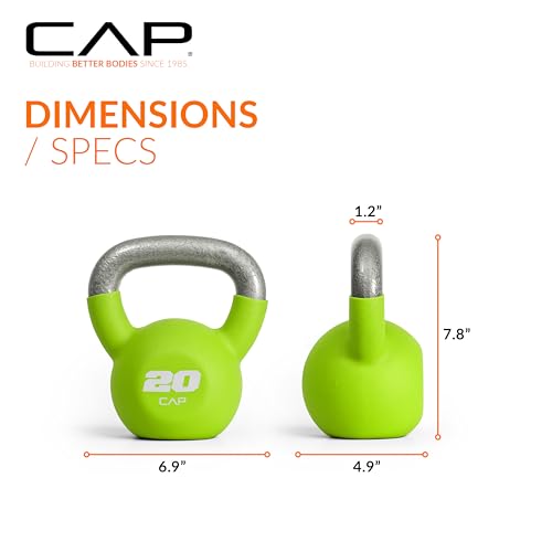 CAP Barbell 20 LB Neoprene Coated Cast Iron Kettlebell - Green by CAP Barbell - Image 4