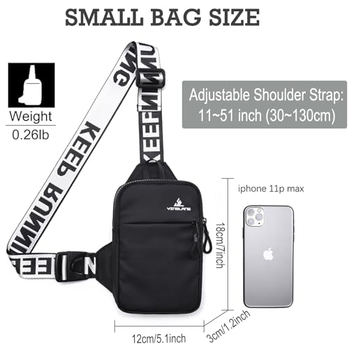Mini Crossbody Sling Bag for Women Men Casual Chest Phone Bag Waterproof Sling Backpack Small Shoulder Bag for Workout Travel (Black, Mini)4
