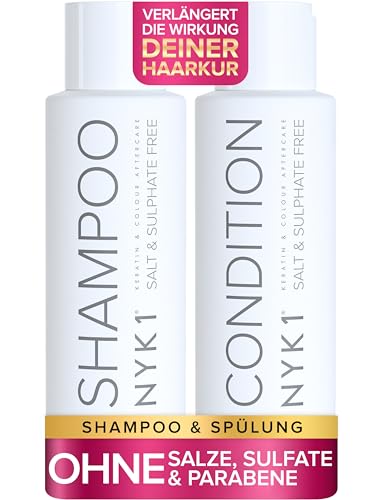 Bild von NYK1 Sulfatfreies Shampoo Und Conditioner (2 x 500ml) Ideales Keratin Shampoo Und Pflegespülung Nach Der Pflege Der Haare Für Haarglättung - Salzfreies Shampoos Ohne Sulfate Parabene Und Silikone