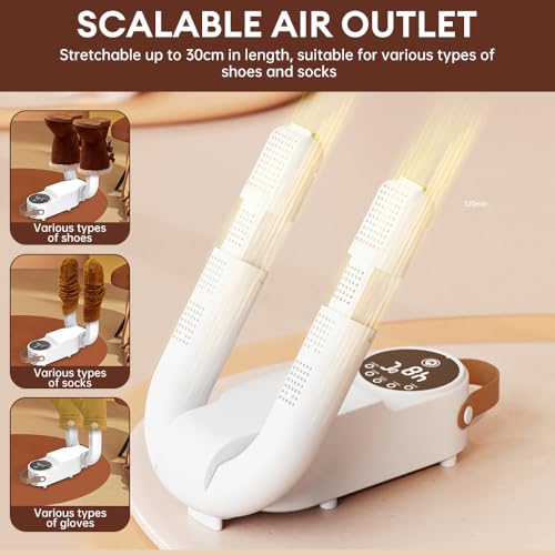 Sèche-chaussures avec minuteur - Chauffe-pieds électrique pour bottes, gants et chaussures de ski - Support réglable, design pliable, fonctionnalité à séchage rapide