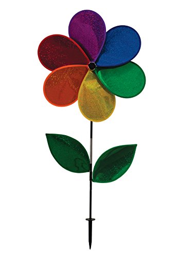 In the Breeze 19-Inch Rainbow Glitter Mylar Flower Spinner, 2873, 6-Petal Mylar Flower Spinner with Leaves