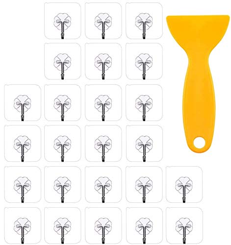 Zelfklevende Haken 24Packs Heavy Duty Wandhaken 10lbs (Max) Zelfklevende Wandhanger Handdoekhaken voor Badkamers Sterke Hold voor Keuken Badkamer Kleding Kantoor (Gratis schraper)