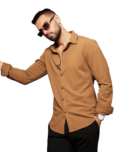 Image of Noble Monk Men's Regular Fit Casual Shirt |Full Sleeve| Polo Neck |Casual Shirts for Men