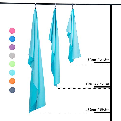 Andoer Toalha esportiva de microfibra de 3 peças de secagem rápida leve e leve portátil para acampam