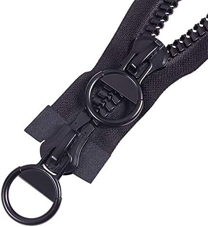 WANDIC 20#Separating Jacket Zippers,1PC 150CM Double Open Super Large Plastic Zipper Black Teeth Heavy Duty Zippers for DIY Sewing Tailor Crafts Bags Tents