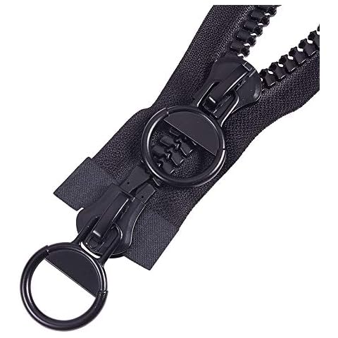 WANDIC 20#Separating Jacket Zippers,1PC 150CM Double Open Super Large Plastic Zipper Black Teeth Heavy Duty Zippers for DIY Sewing Tailor Crafts Bags Tents Cover