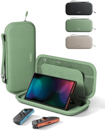 （09:00時点） Belkin Nintendo Switch 2 ケース キャリングケース ハードシェル 保護カバー AirTagホルダー付き ゲームカード12枚収納 軽量 持ち運び Switch 2 アクセサリー グリーン
