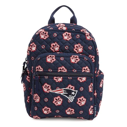 Vera Bradley Women's Cotton NFL Small Backpack (Multiple Teams Available), Nautical Blue/Red Bandana w/New England Patriots