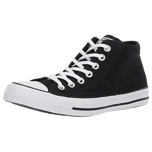 Converse Women's Chuck Taylor All Star Madison Mid Top Sneaker, Black/Black/White, 8 M US