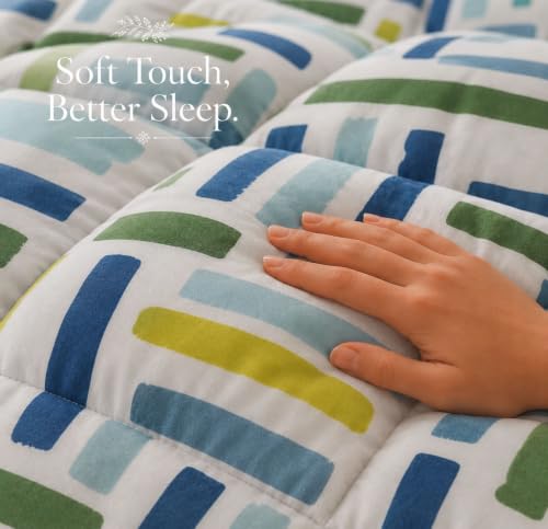 Image of HOMEKART 220 GSM Reversible Microfiber AC Comforter /Duvets for Mild Winter | All Season Single Size 3 Layered Quilted Blanket for Single Bed (230 cm x 150 cm,Multicolour)