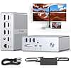 TobenONE Quad Monitor Docking Station with 4 HDMI, 18-in-1 DisplayLink Docking Station with 120W Charger, Dock for Thunderbolt 4/3, USB-C Windows, MacBook(4 USB, 2 USB-C, Ethernet,SD/TF,Audio)