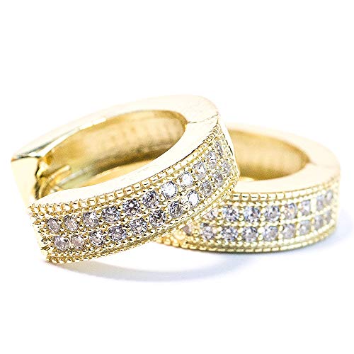 Small Cz Micro Pave Set Gold Hoop Earrings #TOP10