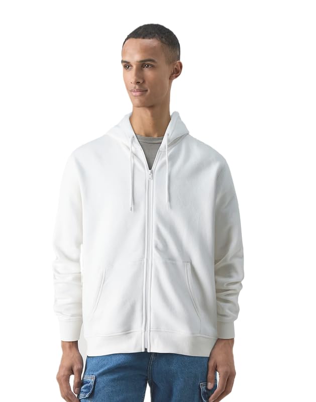 Koverify Hooded Neck Winter wear Solid Cotton Blend Full Sleeves Zipper Hoodie for Men