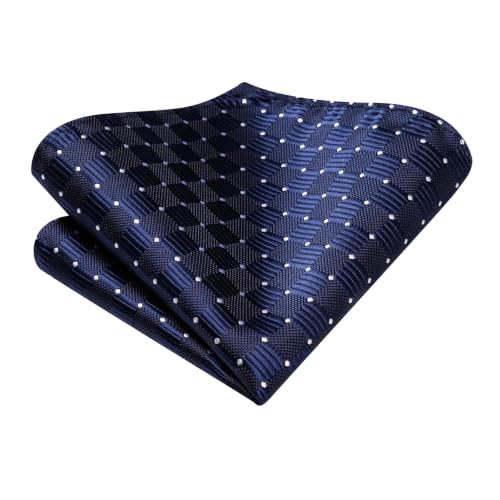 Image of Hi-Tie Men Silk Ties Set with Flower Lapel Pin Necktie Pocket Square Cufflinks for Tuxedo Wedding Business
