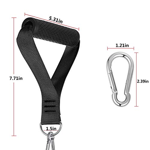 Gym Resistance Bands Exercise Handles - Heavy Duty Fitness Handle,Heavy Duty Comfortable Cable Handle Compatible With High Bearing Capacity Pulley Handles,2 Carabiners,Pull Down Home Gym(Set of 2)