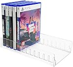 Video Game Storage Tower for PS5 / PS4 / Xbox Series X/Xbox One Game Cases, 11-Disc Capacity Organizer Stand, Anti-Slip Clear Acrylic Desktop Rack, No Assembly Required (1, Clear)