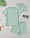 Yhnslsf Summer Boys Clothes Size 7 Button Down Shirts And Short Set Fashion Linen Short Sleeve Boys Outfits Size 8 Vacation Texture Beach Solid Green Casual Kid Clothing With Bucket Hat