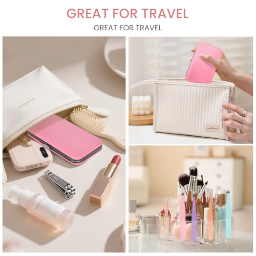 Flintronic 6 Piezas Pinzas Depilar Profesionales con Estuche, Pinzas de Depilar de Acero Inoxidable, Pinzas Cejas de Precisión para Cejas, Pestañas, Vellos Encarnados, Vellos de Barba Rosa - imagen 7