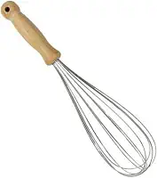 Fouet,Fuê, Batedor de Massas e Ovos em Inox, com Cabo de Madeira Anatômico, 34cm