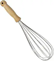 Fouet,Fuê, Batedor de Massas e Ovos em Inox, com Cabo de Madeira Anatômico, 34cm