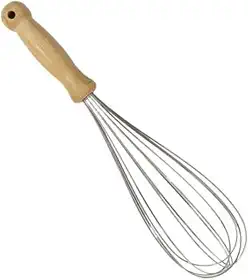 Fouet,Fuê, Batedor de Massas e Ovos em Inox, com Cabo de Madeira Anatômico, 34cm