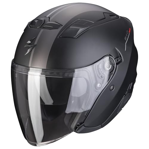 Scorpion EXO-230 Casco Jet SR Negro Mate Rojo Plata Talla XS