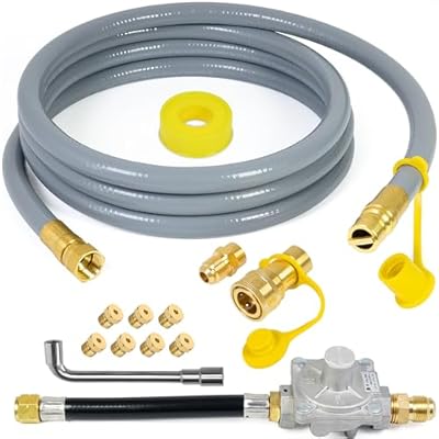 from Propane to Natural Gas Conversion Kit Compatible with Weber Genesis, Genesis II, Spirit, Spirit II, Convert LPG Grills to NG, Includes 10FT 1/2" Hose, Orifices and Natural Gas Regulator
