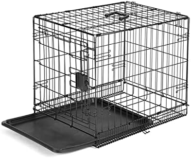Amazon Basics Foldable Metal Wire Dog Crate with Tray, Double Door, 76.2 cm