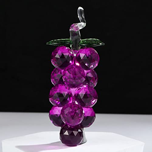YANGSHINE Crystal Grape statue Ornament Artificial Fruit Sculpture Figurine Tabletop Paperweight Crystal Glass Ornament for Home Decor-Grape - Image 3