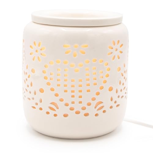 Candle-Brothers Elektrische Duftlampe aus Keramik | Romance | Weiße...