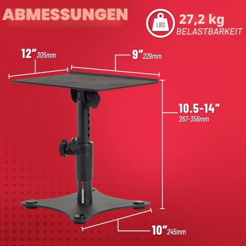 Gator Frameworks Studio- und Schreibtischhalterungen für Lautsprecher mit gepolsterter Eva-Schaumstoffoberfläche, Winkel von 0° bis 15° verstellbar – 2er-Set (GFWSPKSTMNDSK)