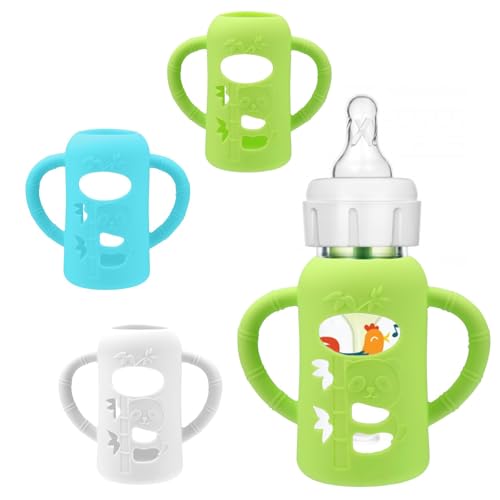 Image of 3 Pack Silicone Sleeves for Dr. Brown's Glass Baby Bottles, Anti Breakage Baby Bottle Holder, Compatible with Dr. Brown's Glass Baby Bottle (4 Ounce)