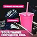 Whaline 12Pcs Hot Pink Plastic Cups with Flat Lids Straw Gradient Pink Reusable Tumbler Travel Mug Cups 3 Colors Party Drinkware Decor for Iced Coffee Beverage Drinks Party Supplies, 24 Oz