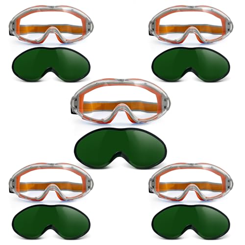 UpaClaire Welding Glasses and Wind and Splash Protection Goggles Lnterchangeable Clear Lenses for Greater Lightness 5Pcs