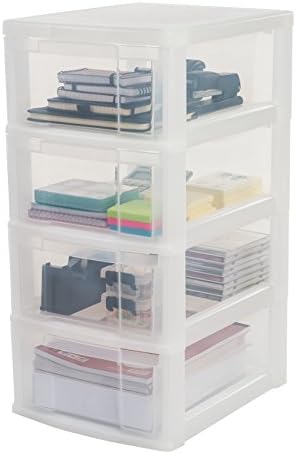 Iris Ohyama, Storage tower, Plastic organizer, 5 drawers of 5 L, Ergonomic handles, Wheels, A4 format, Office, Bedroom, Living room, Bathroom - DDDC-005 - Black