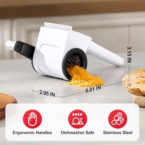 Image of GDL Cheese Grater Handheld, Parmesan Cheese Grater, Stainless Steel Blade | No BPA, Stainless Steel Etched Blade, Dishwasher Safe, Ergonomic, Hard & Soft Cheese, Multi-Purpose, Detachable, Ambidextrous