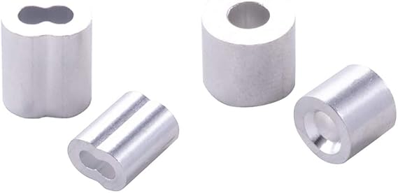 HOME MASTER HARDWARE 1/8 Aluminum Crimping Loop Sleeve and Crimping Stop Sleeve 200 Pcs, for 1/8 Diameter Wire Rope and Cable Ferrule