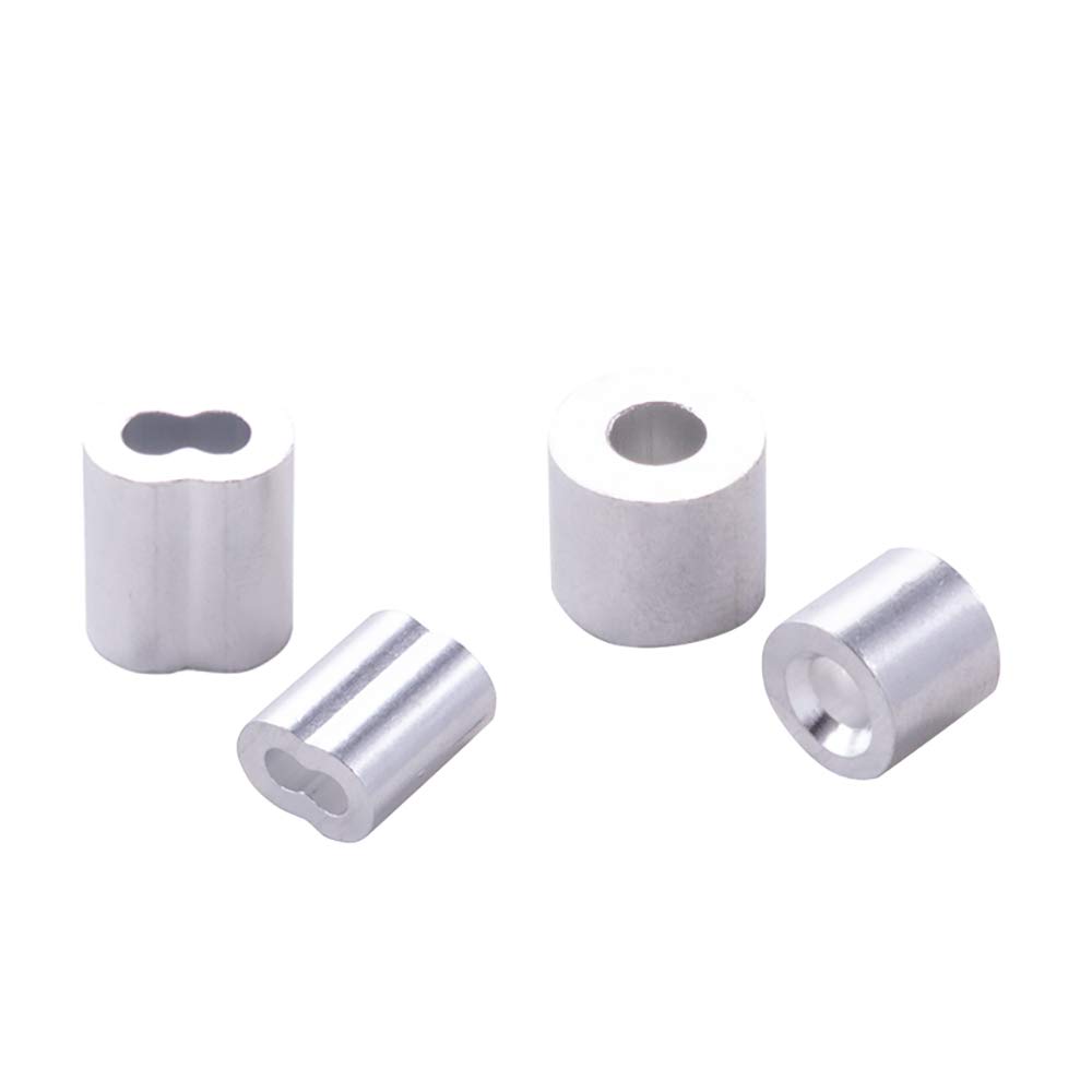 Home Master Hardware 1/8" Aluminio doble barril Ferrule Crimping Loop manga y Crimping Stop manga 200 piezas