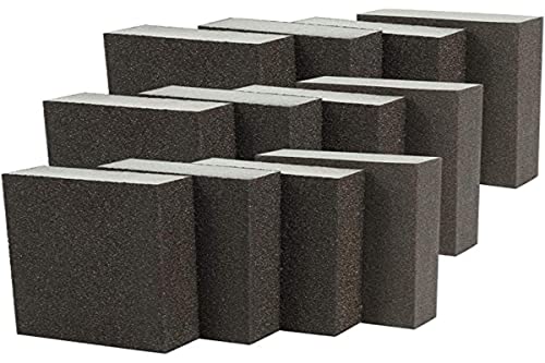 Bestechno Esponja de Lijado (12 Piezas): 4 especificaciones Surtido (Grueso Medio Fino superfino) Lavable, Bloques de Lijado y Kit Reutilizable (Esponja de Arena)