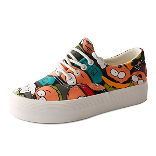 Chaussures automne graffiti en toile à semelles épaisses pour look casual