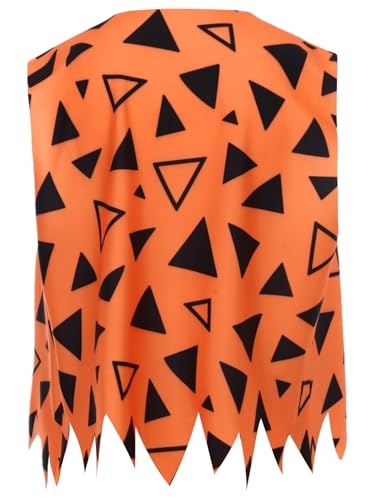 Hansber Boys Kids Historical Stone Age Party Clothing Jagged Trim Vest Caveman Tank Top Opening Waistcoat2