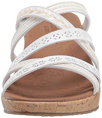Skechers Women's Slide Wedge Sandal, White, 12 #TOP1