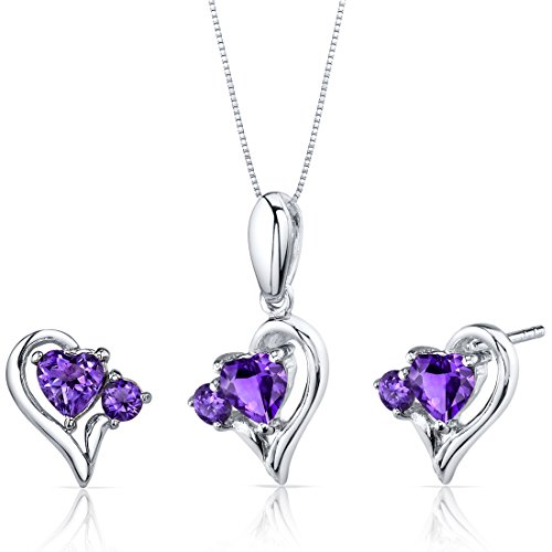 Preisvergleich Produktbild Revoni Damen Anhänger Ohrringe Schmuckset 925 Sterlingsilber Amethyst 2.25 Karat