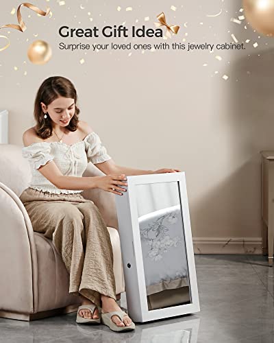 Songmics UJJC51WT Lockable Jewelry Cabinet Armoire With Mirror, Wall-Mounted Space Saving Jewelry Storage Organizer thumb #4