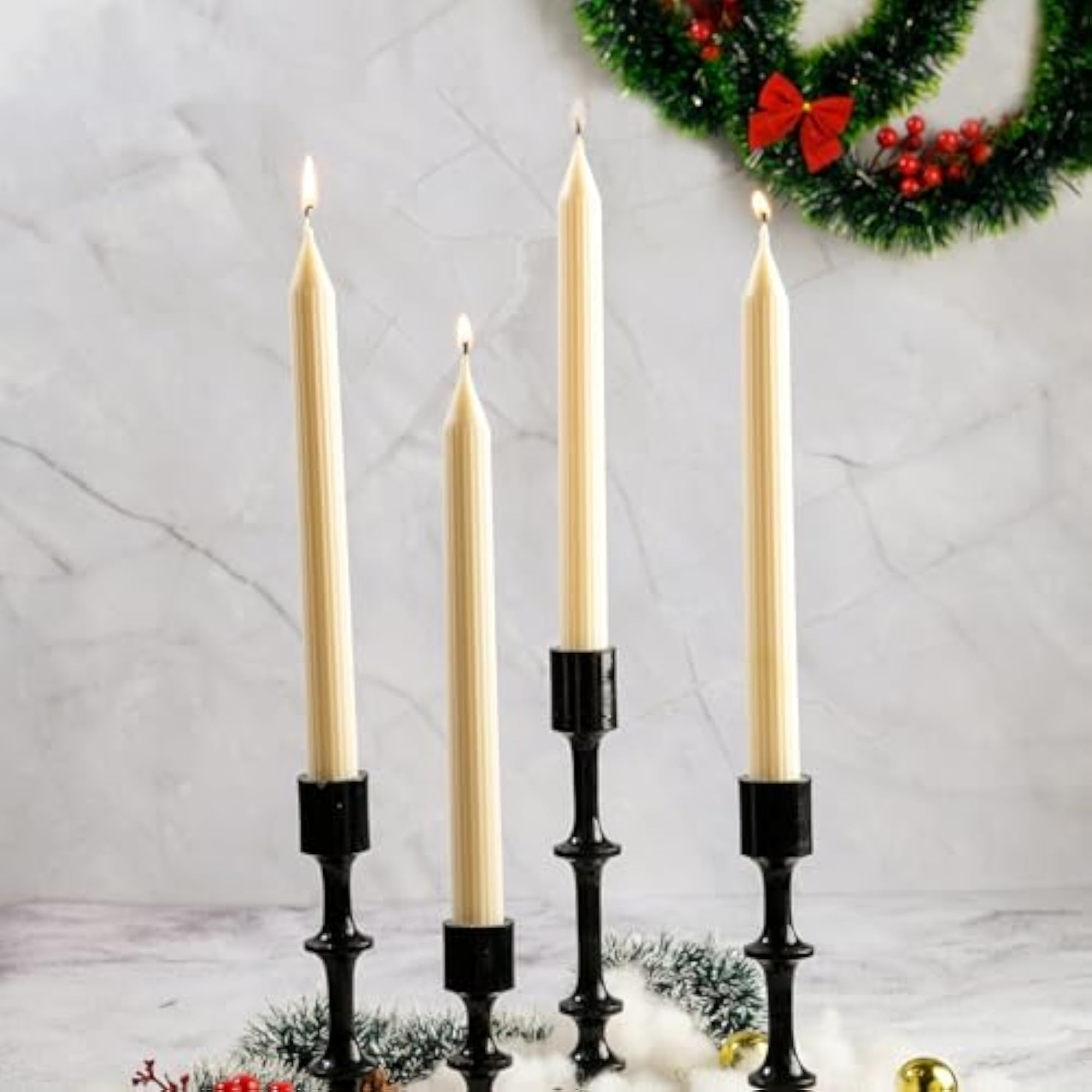 Set of 4 Cinnamon Roll Scented Taper Candles, Hand-Poured