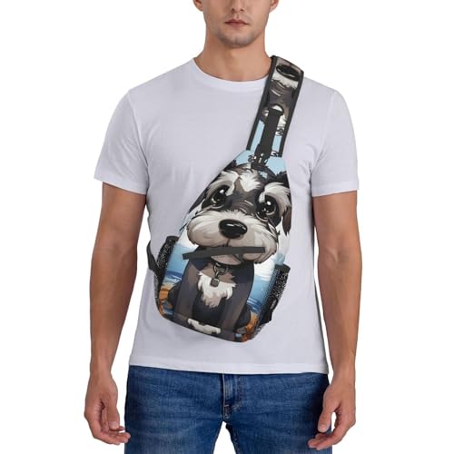 Bolso tipo sling para hombres y mujeres adorable schnauzer miniatura 7