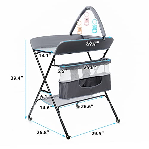 Ksitex Portable Changing Table For Baby Folding Baby Changing Station Diaper Changing Table Organizer With Large Storage Adjustable Height #TOP7