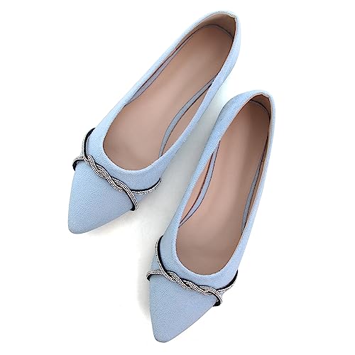 Dear Time Women's Pointed Toe Flat Shoes Rhinestone Chain Ballet Flats Dress Comfortable Loafers for Office Work - Main Image